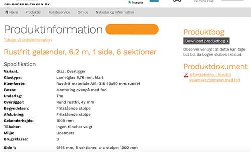 produktspecifikation gelaenderbutikken